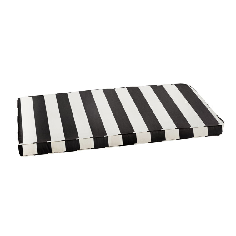 Black and fashion white striped bench cushion